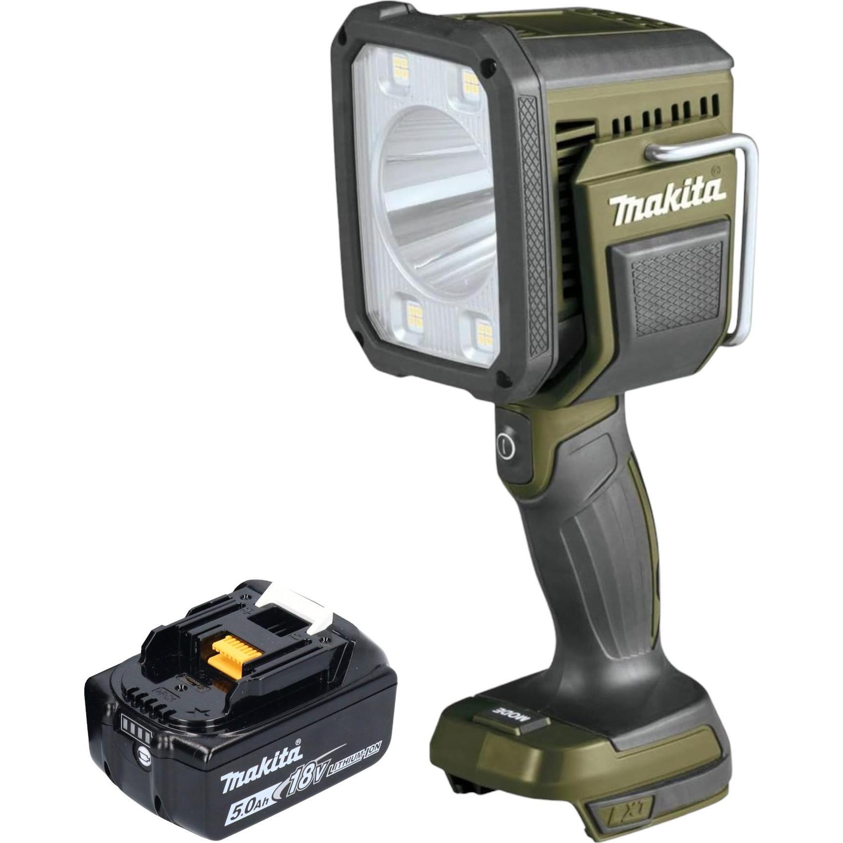 Makita, Arbeitsleuchte, DML 812 T1 Akku Handstrahler 18 V 1250 lm LED Olive Grün Outdoor Adventure Sonderedition + (1250...