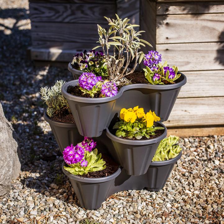 Image du produit UPP Pots à plantes, tour à plantes, empilable, terre cuite, lot de 3 (12 cm)