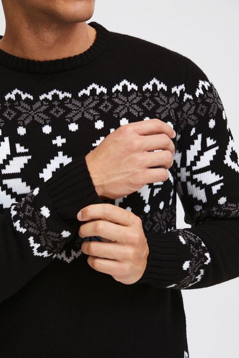 Actual product image Solid Norwig Men's Jumper Chunky Knit Pullover With Crew Neck (M)