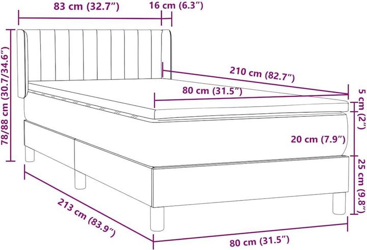 Actual product image vidaXL Boxspringbett (80 x 210 cm)