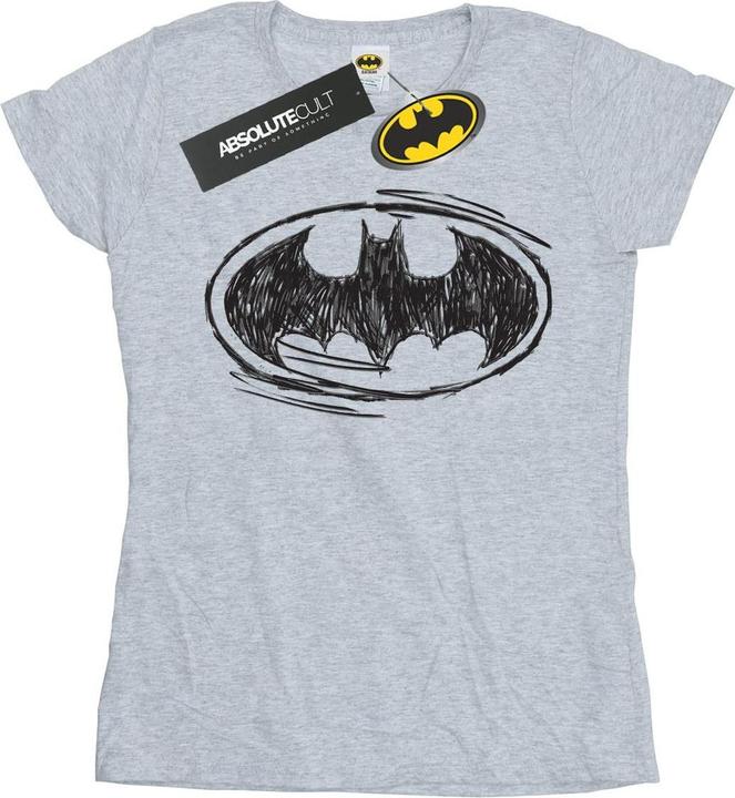 Image du produit Femme/Les femmes - T-shirt en coton avec logo esquissé de Batman (M)