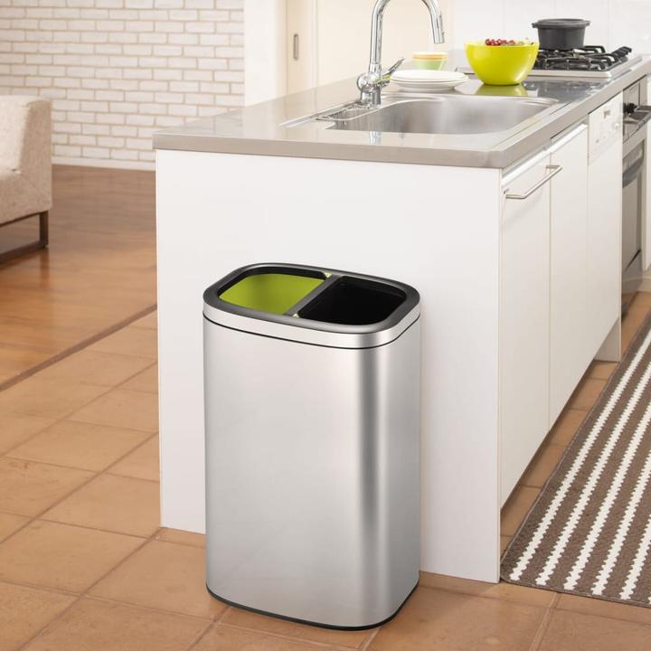 Image du produit EKO Système de tri des déchets OLI-Cube Open Top Bin 2 x 20 L acier inoxydable brossé, avec entrée (40 l)
