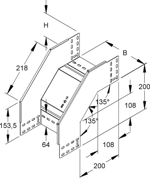 Actual product image Niedax NIE RFD110.200 drop section 110x202mm w.ungel.side rails bandverz. (11 cm)