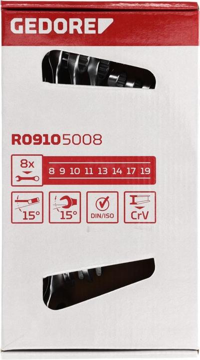 Produktbild Gedore Red red Ring-Maulschlüssel-Satz, 8-teilig, SW 8-19, Chrom-Vanadium-Stahl, Silber (19 mm, 12 mm, 14 mm, 16 mm, 10  mm, 18 mm, 17 mm, 11 mm, 15 mm, 9 mm, 13 mm)