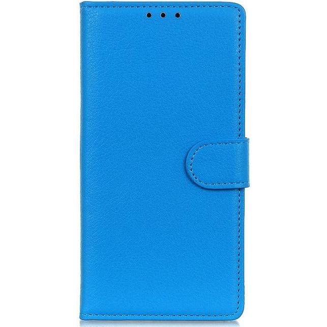 MU Classic Litchi Leder Bookcover Series (Apple iPhone 13 Pro Max), Smartphone Hülle, Blau