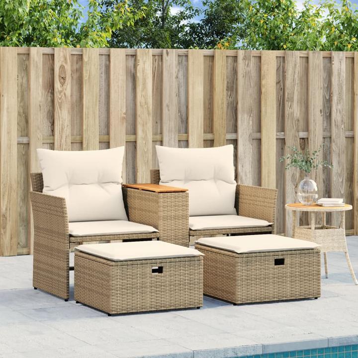 Produktbild vidaXL Gartensofa 2-Sitzer mit Hockern