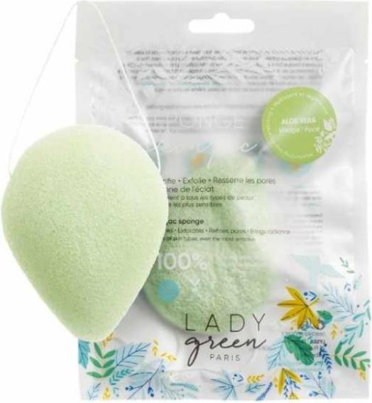 Image du produit Lady Green Éponge Konjac pour visage Aloe Vera (Lingettes nettoyantes pour le visage, 425 ml)