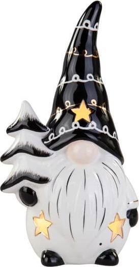 Produktbild MICA Living Wichtel - schwarz/weiss glänzend - mit LED - ca. 10 x 8 x 19 cm