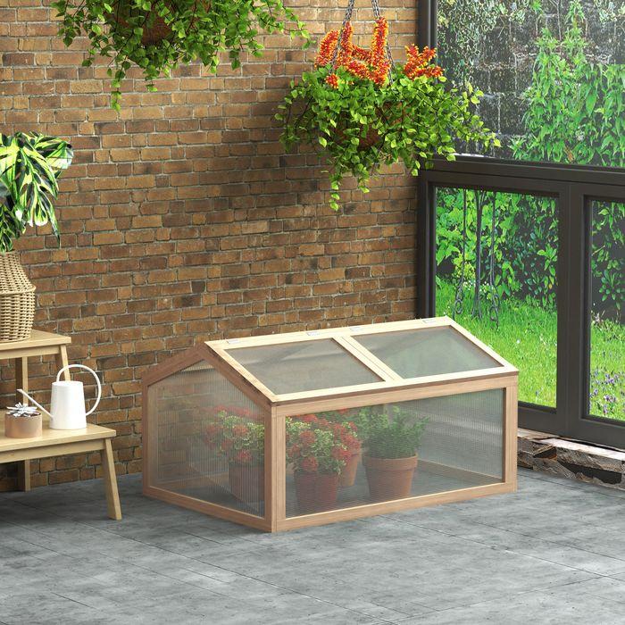Actual product image Swisshandel24 Cold frame Greenhouse Greenhouse cold frame plant bed with cover made of wood and polycarbonate w