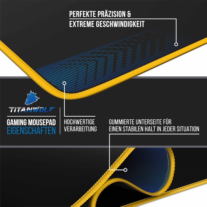 Actual product image Titanwolf Gaming Mouse Pad, XXL Speed Gaming Mouse Pad Mouse Pad / Extra Large Surface of 900 x 400mm (XXL)