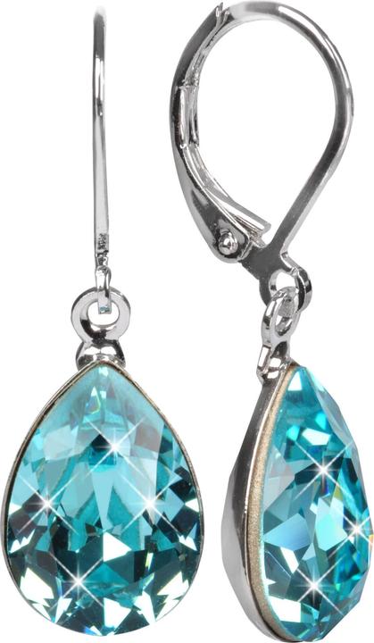 Actual product image Levien Elegant earrings with Pear Light Turquois crystals (L)
