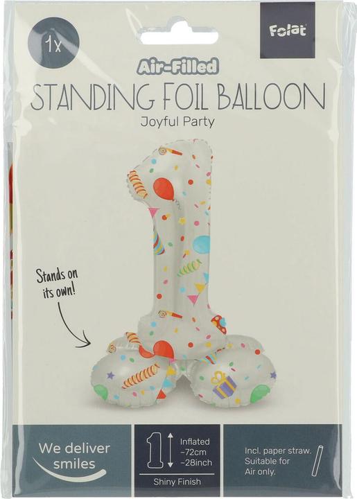 Produktbild Folat Stehender Folienballon Joyful Party Zahl 1 -72cm (1 x)