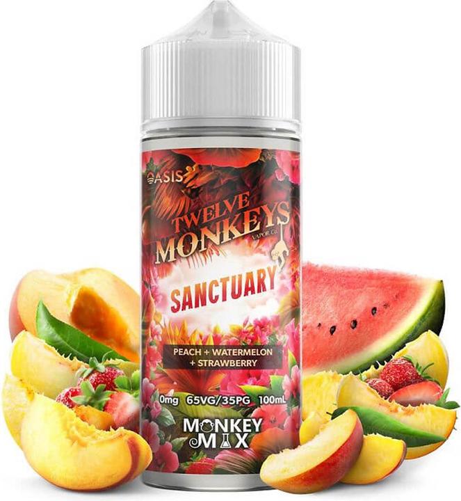 Image du produit Twelve Monkeys Sanctuary 100ml shortfill (Fraise, Pastèque, Pêche)