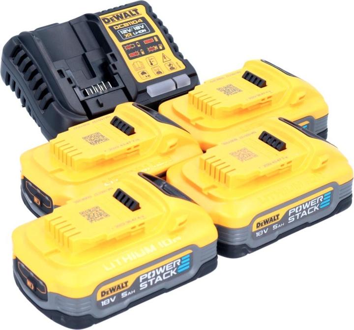 Productafbeelding DeWalt DCB 1104 H4 Accu Startset 12 V / 18 V 4x Powerstack Accu 5.0 Ah + DCB 1104 Lader (18 V)