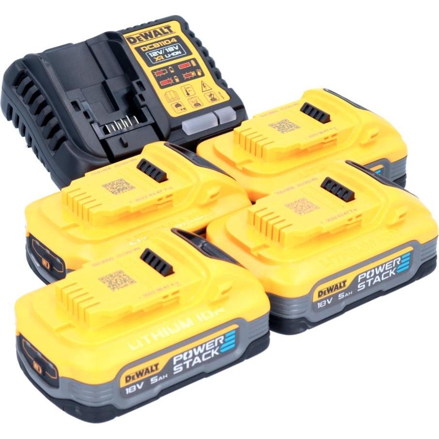 Thumbnail - DeWalt, Werkzeugakku + Ladegerät, DCB 1104 H4 Akku Starter Set 12 V / 18 V 4x Powerstack Akku 5,0 Ah + DCB 1104 Ladegerä...