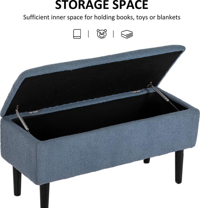 Image du produit Homcom Sitzbank Polyester, Kautschukbaumholz Blau (95 cm)