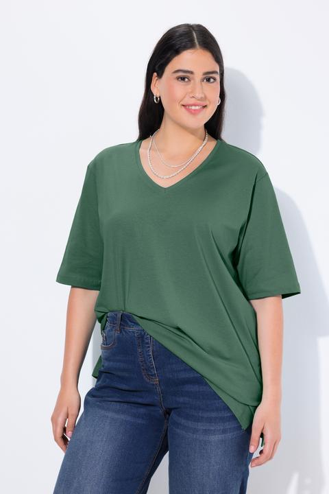 Produktbild Ulla Popken T-Shirt, Basic, Relaxed Fit, V-Ausschnitt, Halbarm (60)