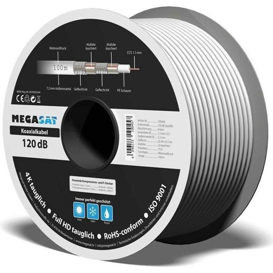 Megasat Koax 120dB Kabel 100m (120 dB, Antennenkabel), Antennenkabel