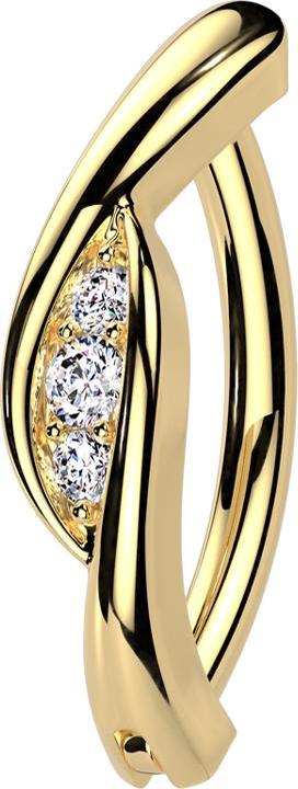 Star Piercing Banane klappbar vergoldet Schild Kristall verschlungen (Messing, Chirurgenstahl 316L)