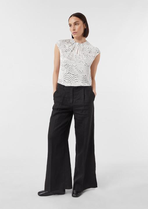Image du produit Comma Bluse Gemusterte Satin-Bluse mit Raffung (44)