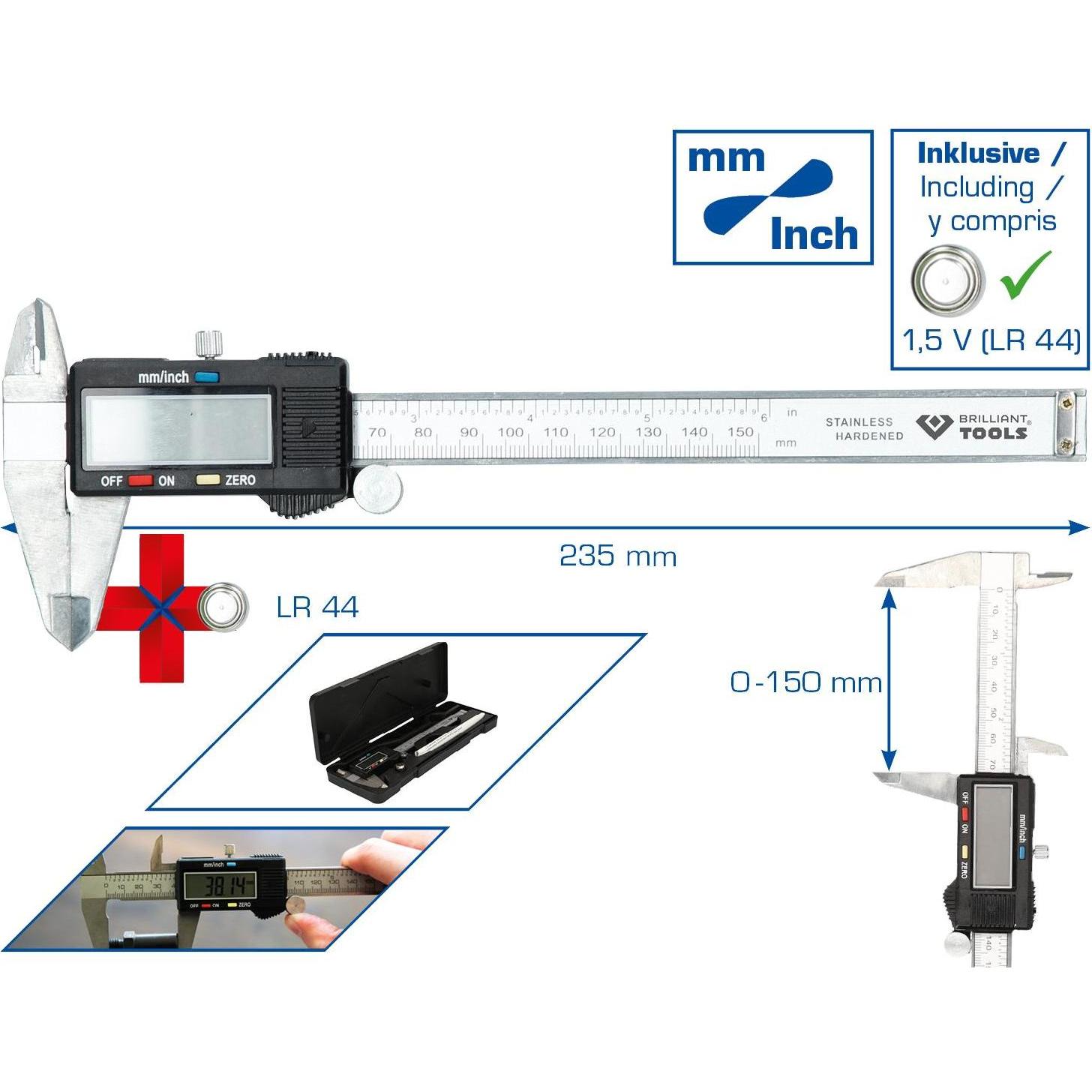 Brilliant Tools, Messlehre, Digitaler Messschieber (23.50 cm)
