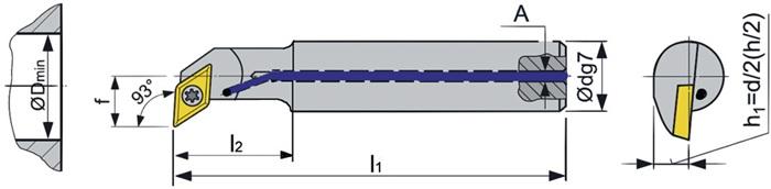 Actual product image Tecwerk Boring bar A0810H-SDUCL 07 nickel-plated left with inner cooling