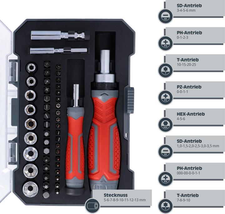 Helpmate Steckschlüssel- und Bitsatz, 49-teilig