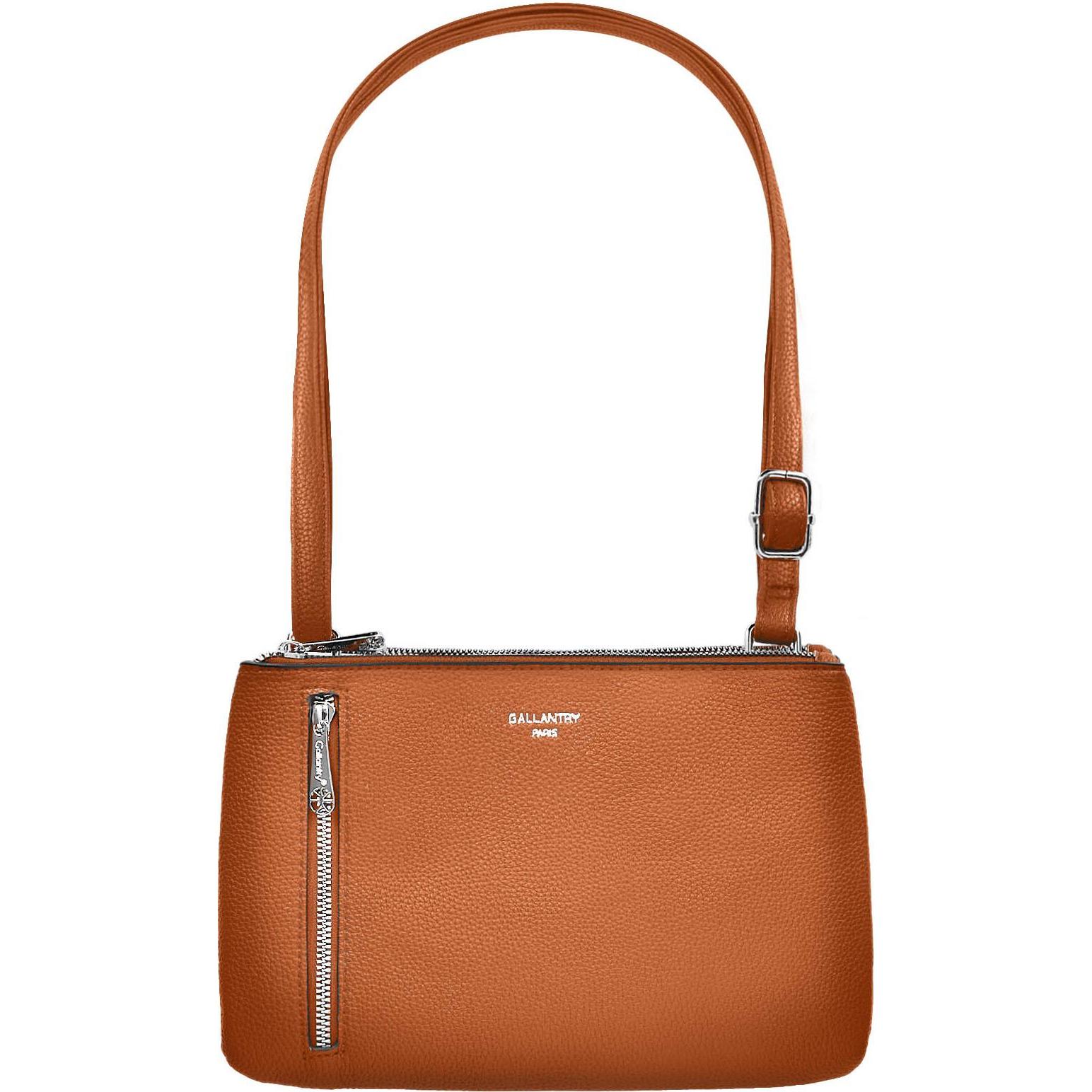 Gallantry, Handtasche, Schwarze Handtasche aus genarbtem, Braun