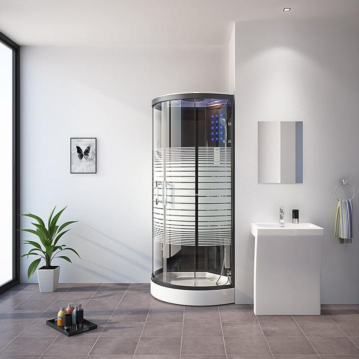 Produktbild Home Deluxe Dampfdusche mit Wasserfall Dampfsauna MANTA BLACK L, 100x100x220cm