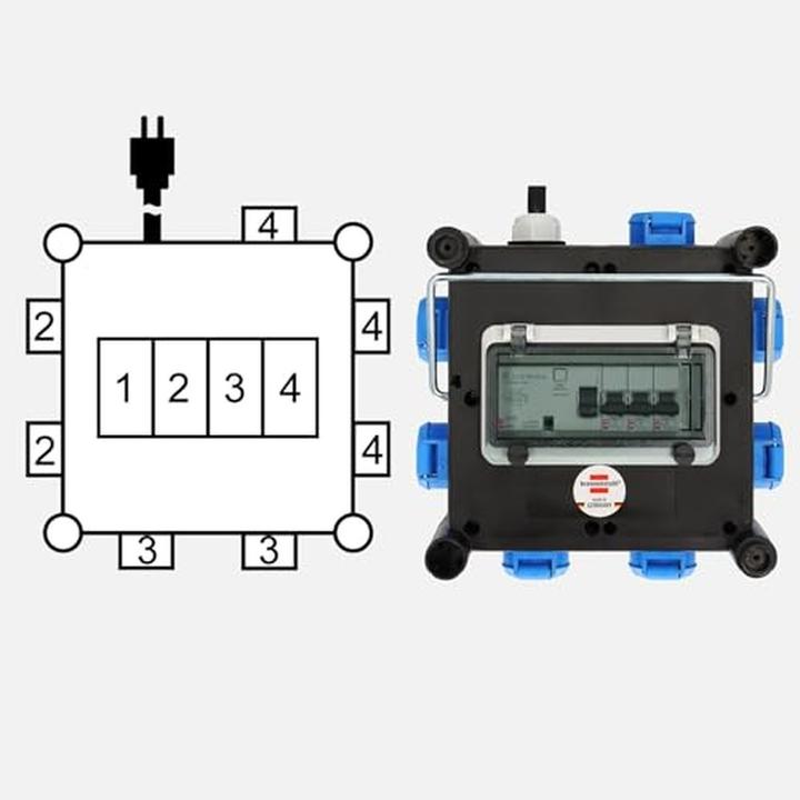 Produktbild Brennenstuhl Kabel Baustelleneinsatz und ständiger Einsatz im Freien, mit FI-Schalter (7 x, CEE 7/3)