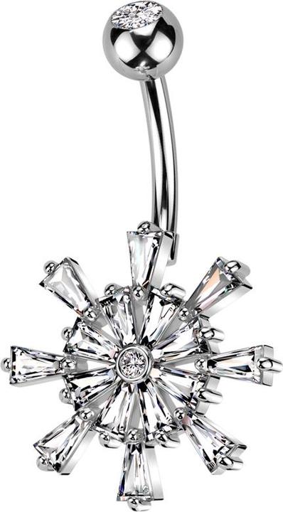 Produktbild Star Piercing Banane silber mit Kugel silber Kristall silber und Schiffsrad Kristalle silber (Messing, Chirurgenstahl 316L)
