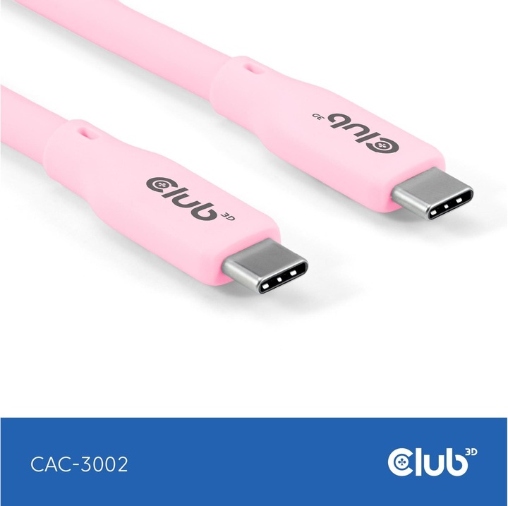 Produktbild Club 3D Club3D Lifestyle USB-C Kabel PD 240W,20Gbps 2m pink St/St retail (2 m, USB 4.0)