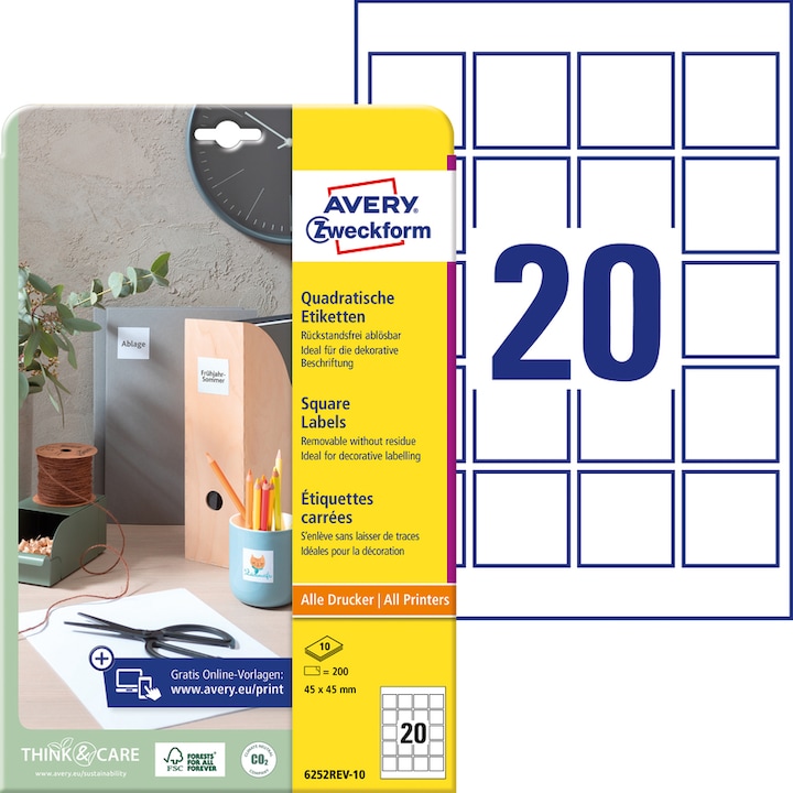 Actual product image Avery Square labels, removable