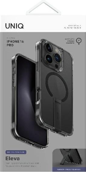 Actual product image Uniq etui Eleva with Vertica Stand iPhone 16 Pro 6.3" czarny/carbon black (Apple iPhone 16 Pro)
