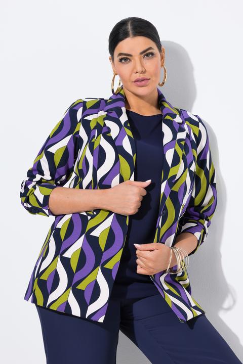 Image du produit Ulla Popken Blazer point de Rome, col à revers et motif graphique (42, 44)