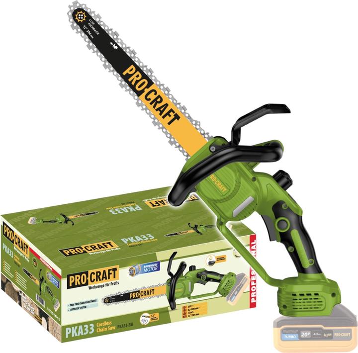Image du produit Procraft PKA33-BB Akku Kettensäge 20 V 304 mm Brushless Solo - ohne Akku, ohne Ladegerät (Tronçonneuse à batterie)
