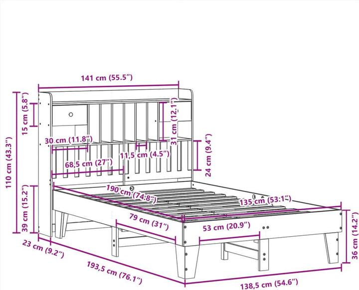 Image du produit vidaXL Bettgestell (135 x 190 cm)