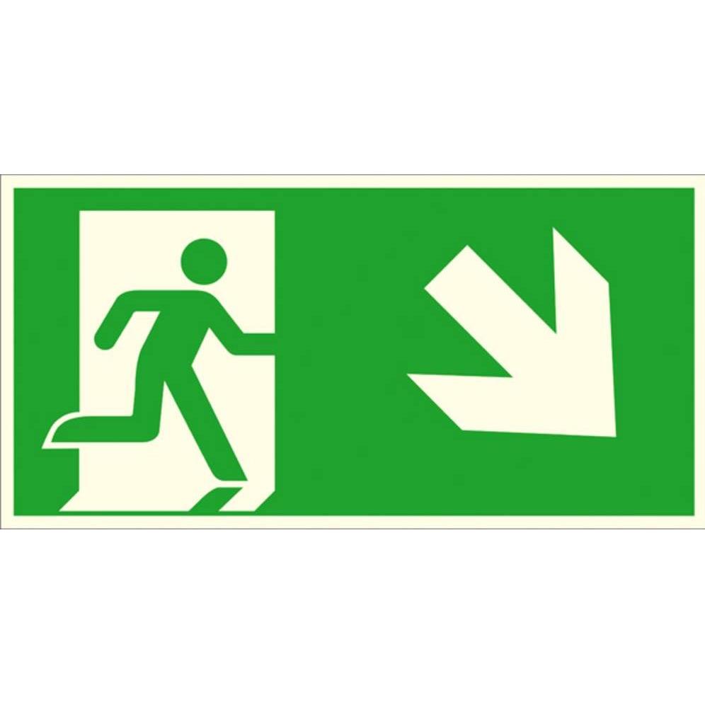 Wolk, Segnaletica di sicurezza, Fluchtwegschild Folie Notausgang rechts schräg abwärts SafetyMarking