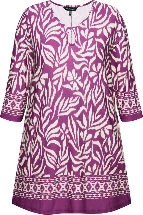 Actual product image Ulla Popken Two Color Border Print Stretch Knit Tunic (62)