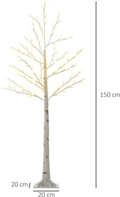 Produktbild Swisshandel24 Künstliche Birke mit 120 LED-Lichtern, 3 Helligkeitsstufen, faltbare Äste, IP44, 150 cm, Weiss