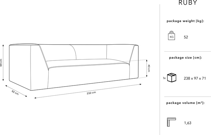 Actual product image Micadoni Ruby (3-seater, 2 person sofa, 4-seater)