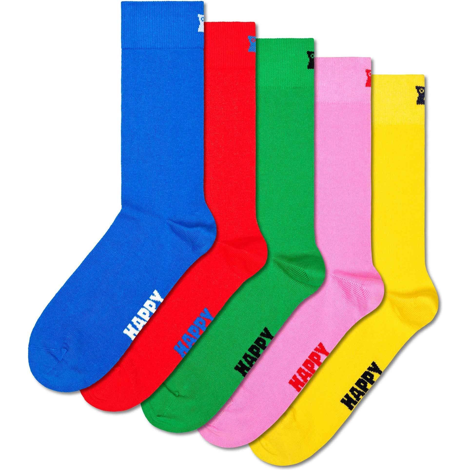 Happy Socks, Damen, Socken, Solid, Mehrfarbig, (5er Pack, 36 - 40)
