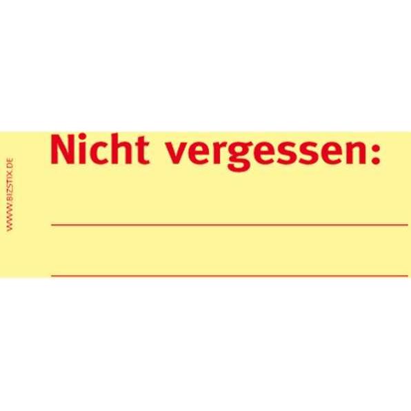 Bizstix, Haftnotiz, Haftnotizen 75x35mm gelb 'Nicht vergessen' VE=5 Blöcke