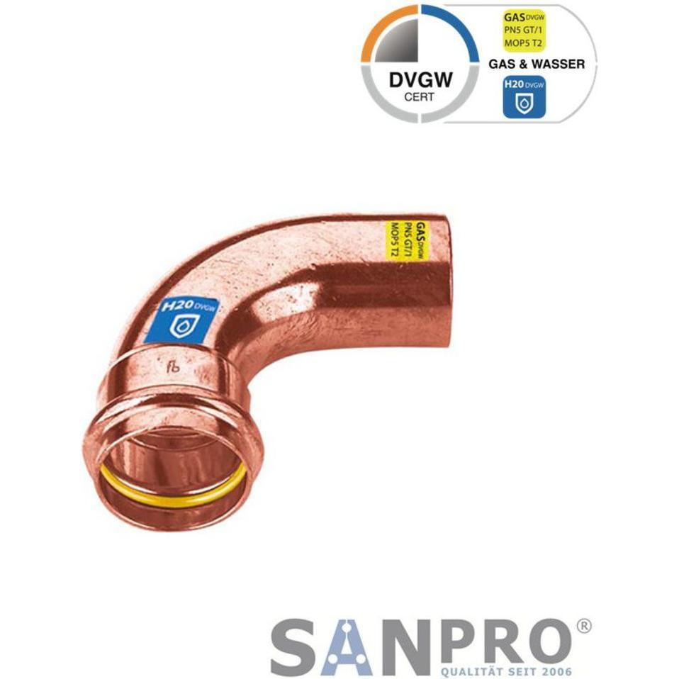 Sanpro, Rohrverbindungstechnik, CUPRESSK Pressfitting Kupfer 90° Winkel - Bogen innen - aussen V 15 (Pressverbindung)