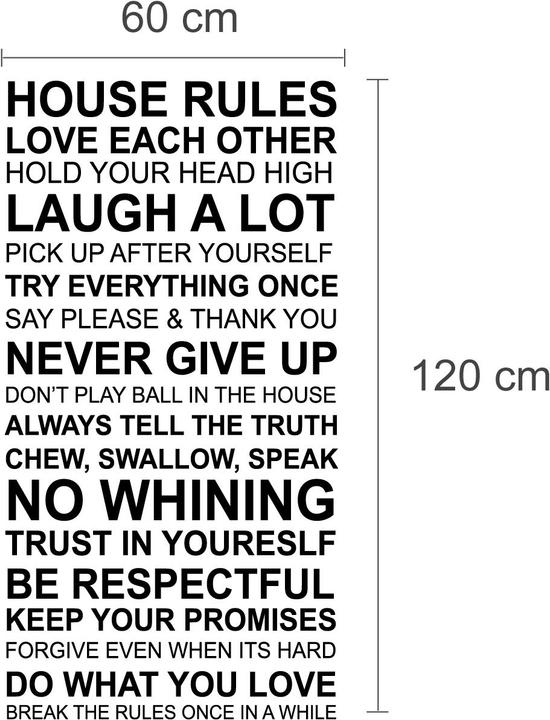 Immagine prodotto Walplus Citazione delle regole della casa (90 x 90 cm)