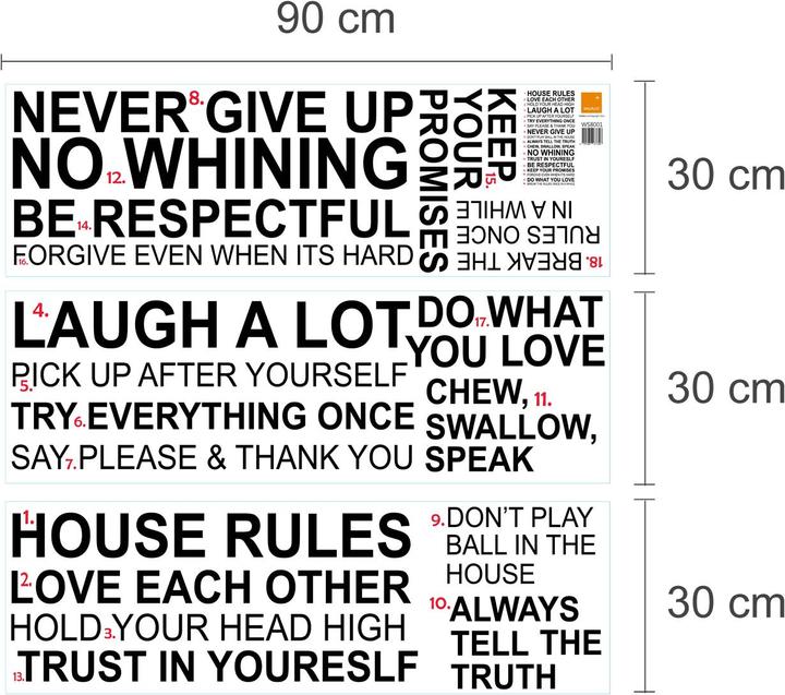 Immagine prodotto Walplus Citazione delle regole della casa (90 x 90 cm)