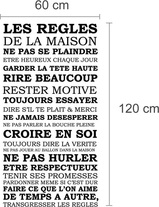 Immagine prodotto Walplus Citazione delle regole della casa (60 x 120 cm)
