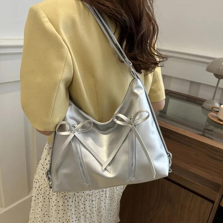 Actual product image Only-Bags.Store Leder Umhängetasche Trendige Umhängetasche Pu-leder Grosse Kapazität Tragetaschen Tasche Bowknot
