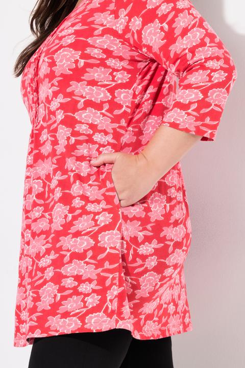 Produktbild Ulla Popken Longshirt, Biesen, A-Linie, V-Ausschnitt, 3/4-Arm (50, 52)