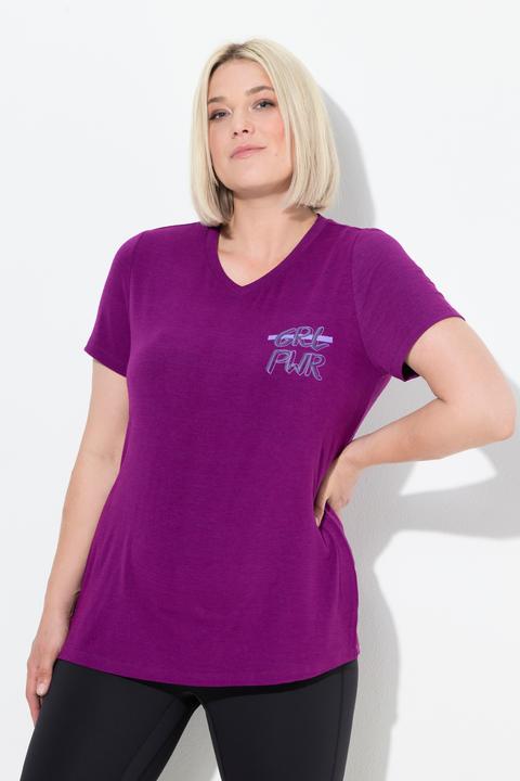Immagine prodotto Ulla Popken Maglia funzionale con aperture, materiale riciclato, scollo a V e mezze maniche (58)